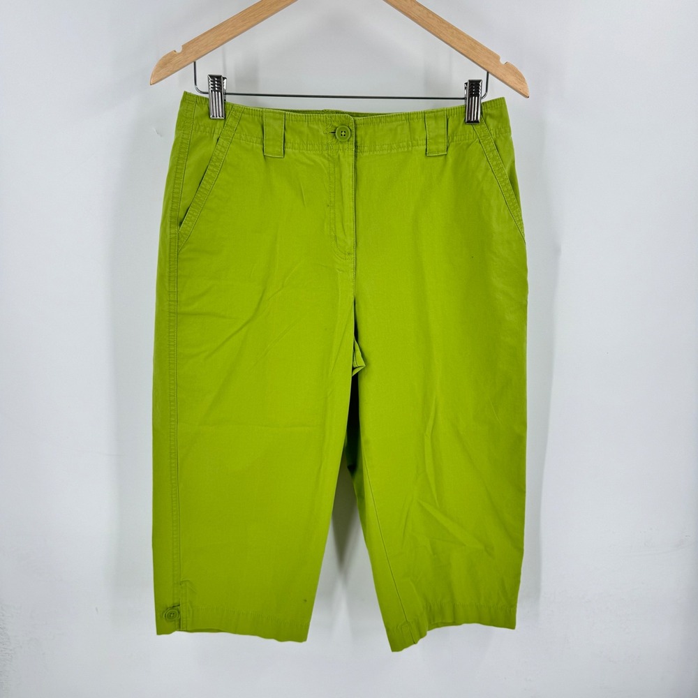 Vintage 90s Talbots Capri Pants Lime 8P Stretch Cotton Cropped Summer Preppy